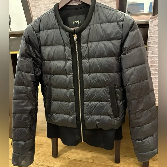 Maje Maya Quilted Down Zip Jacket, Size 2 - Picture 4 of 9